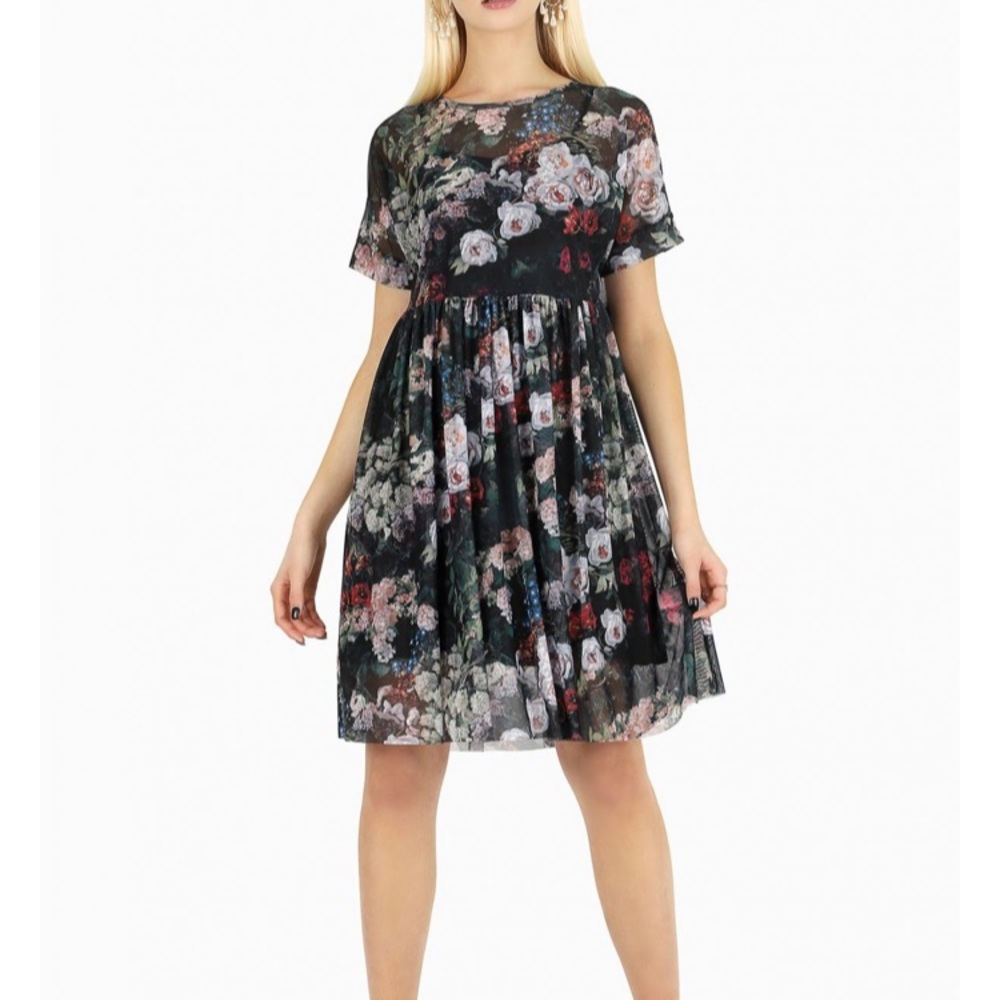 Black milk take my monet sheer smock dress size M